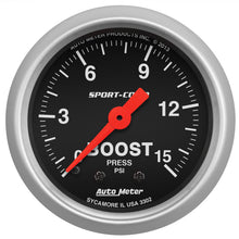 画像をギャラリービューアに読み込む, Autometer 2-1/16in 0-15 PSI Mechanical Sport-Comp Boost Pressure Gauge