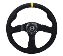 画像をギャラリービューアに読み込む, NRG Reinforced Steering Wheel (350mm/ 3in. Deep) Alcantara w/ Yellow Center w/ Black Stitch