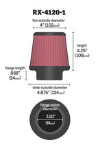 画像をギャラリービューアに読み込む, K&amp;N Universal X-Stream Clamp-On Air Filter 3.313in Flg ID/4.875in Base OD/4in Top OD/4.25in H