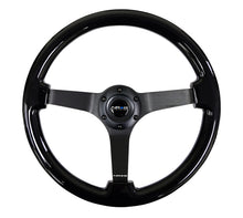 画像をギャラリービューアに読み込む, NRG Reinforced Steering Wheel (350mm / 3in. Deep) Black w/Black Chrome Solid 3-Spoke Center