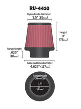 画像をギャラリービューアに読み込む, K&amp;N Filter Universal Rubber Filter 3 1/2 inch Flange 4 5/8 inch Base 3 1/2 inch Top 3 inch Height