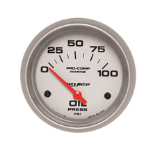 画像をギャラリービューアに読み込む, Autometer Marine Silver Ultra-Lite 2-5/8in 100PSI Electric Oil Pressure Gauge