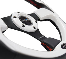 画像をギャラリービューアに読み込む, NRG Reinforced Steering Wheel (320mm) Blk w/White Trim &amp; 4mm 3-Spoke
