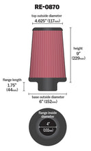 画像をギャラリービューアに読み込む, K&amp;N Universal Rubber Filter 4inch FLG / 6inch OD-B / 4-5/8inch OD-T / 9inch H