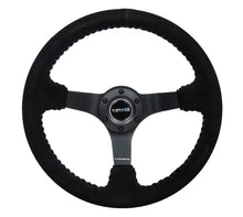 画像をギャラリービューアに読み込む, NRG Reinforced Steering Wheel (350mm / 3in. Deep) Blk Suede/Silver BBall Stitch w/5mm Mt. Blk Spokes