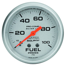 画像をギャラリービューアに読み込む, Autometer 66.7mm METRIC 0-100 PSI Fuel Pressure Liquid Filled Mechanical Silver Gauge