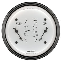 画像をギャラリービューアに読み込む, AutoMeter Gauge Dual Fuel &amp; Oilp 3-3/8in. 240 Ohm(e) to 33 Ohm(f) &amp; 100PSI Elec Old Tyme Wht