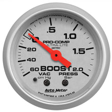画像をギャラリービューアに読み込む, Autometer Ultra-Lite 52mm 60cm/HG-2.0Bar Mechanical Vacuum/Boost Gauge