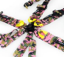 画像をギャラリービューアに読み込む, NRG FIA 6pt 2in. Shoulder Belt for HANS Device/ Rotary Cam Lock Buckle/ 3in. Waist Belt - Pink Camo