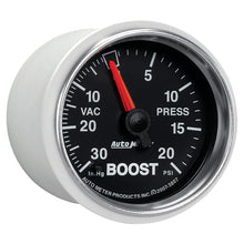 画像をギャラリービューアに読み込む, Autometer GS 52mm 30 in Hg/20 psi Mechanical Vacuum/Boost Gauge