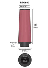 画像をギャラリービューアに読み込む, K&amp;N Universal Rubber Filter 4inch FLG / 6inch OD-B / 4-5/8inch OD-T / 14inch H