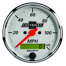 画像をギャラリービューアに読み込む, AutoMeter Gauge Speedo 3-1/8in. 120MPH Elec Prog W/ Lcd Odo Chevrolet Heritage Bowtie