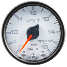 画像をギャラリービューアに読み込む, Autometer Spek-Pro Gauge Voltmeter 2 1/16in 16V Stepper Motor W/Peak &amp; Warn Wht/Blk