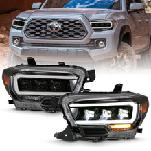 画像をギャラリービューアに読み込む, ANZO 2016-2018 Toyota Tacoma LED Projector Headlights Plank Style Black w/ Amber