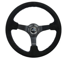 画像をギャラリービューアに読み込む, NRG Reinforced Steering Wheel (350mm / 3in. Deep) Blk Suede/Blue BBall Stitch w/5mm Matte Blk Spokes