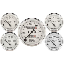 画像をギャラリービューアに読み込む, Auto Meter Speedometer 3-1/8in and 2-1/16in Mechanical 5-Piece Old Tyme White Gauge Kit