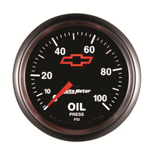画像をギャラリービューアに読み込む, Autometer GM Bowtie Black 2-1/16in 0-100 PSI Oil Pressure - Stepper Motor