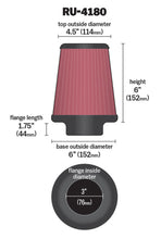 画像をギャラリービューアに読み込む, K&amp;N Universal Clamp-On Air Filter 3in FLG / 6in B / 4-1/2in T / 6in H