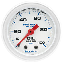 画像をギャラリービューアに読み込む, Autometer Marine White 2 1/16in 100 psi Mechanical Oil Pressure Gauge