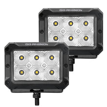 画像をギャラリービューアに読み込む, Go Rhino Xplor Bright Series Rectangle LED Flood Light Kit (Surface/Thread Std Mnt) 4x3 - Blk (Pair)