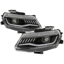 画像をギャラリービューアに読み込む, Spyder Chevy Camaro 16-18 Halogen Model Full LED Headlights Black PRO-YD-CCAM16HALAP-SEQ-BK