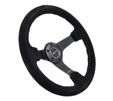 画像をギャラリービューアに読み込む, NRG Reinforced Steering Wheel (350mm / 3in. Deep) Blk Suede/Silver BBall Stitch w/5mm Mt. Blk Spokes