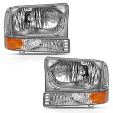 画像をギャラリービューアに読み込む, ANZO 2000-2004 Ford Excursion Crystal Headlight w/ Corner Light Chrome Amber (w/o Bulb)