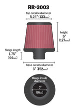 画像をギャラリービューアに読み込む, K&amp;N Universal Filter 3 inch Flange 6 inch Base 5 1/4 inch Top 5 inch Height w/ Polished Top