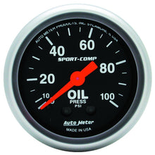画像をギャラリービューアに読み込む, Autometer Sport Comp 52mm Mechanical 0-100 PSI Oil Pressure Gauge