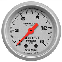 画像をギャラリービューアに読み込む, Autometer Ultra-Lite 52mm 0-15 PSI Mechanical Boost Gauge