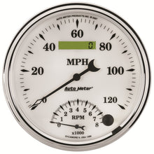 画像をギャラリービューアに読み込む, AutoMeter Gauge Tach/Speedo 5in. 120MPH &amp; 8K RPM Elec. Program Old Tyme White II
