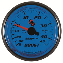 画像をギャラリービューアに読み込む, Autometer C2 52mm 30 In Hg-Vac/45 PSI Mechanical Vacuum/Boost Gauge