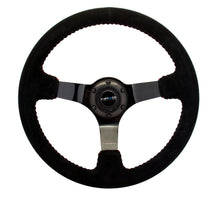 画像をギャラリービューアに読み込む, NRG Reinforced Steering Wheel (350mm / 3in. Deep) Blk Suede w/Red BBall Stitch &amp; Black 3-Spoke