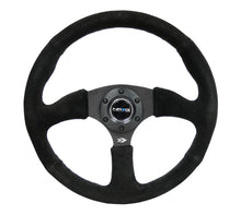 画像をギャラリービューアに読み込む, NRG Reinforced Steering Wheel (350mm / 2.5in. Deep) Blk Suede Comfort Grip w/5mm Matte Blk Spokes