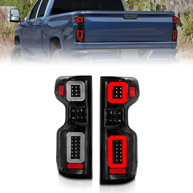 ANZO 19 - 21 Chevy Silverado Full LED Taillights Black Housing Clear Lens G2 (w/C light Bars) - R70オートパーツ【公式】