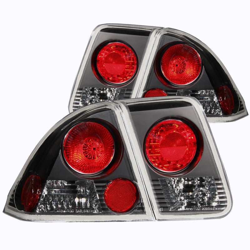 ANZO 2001 - 2004 Honda Civic Taillights Black - R70オートパーツ【公式】
