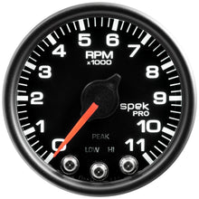 画像をギャラリービューアに読み込む, Autometer Spek-Pro Gauge Tach 2 1/16in 11K Rpm W/ Shift Light &amp; Peak Mem Blk/Blk