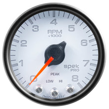 画像をギャラリービューアに読み込む, Autometer Spek-Pro Gauge Tach 2 1/16in 8K Rpm W/ Shift Light &amp; Peak Mem Wht/Blk