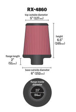 画像をギャラリービューアに読み込む, K&amp;N Filter Universal X-Stream Clamp-On Round Tprd 2.5in Flng ID x 6in Base OD x 5in Top OD x 6.5in H