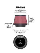 画像をギャラリービューアに読み込む, K&amp;N Universal Rubber Filter 5in Flange ID x 6.5in Base OD x 4.5in Top OD x 4.125in Height