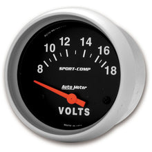 画像をギャラリービューアに読み込む, Autometer Sport-Comp 2 5/8in 8-18 Volt Short Sweep Electric Voltmeter Gauge