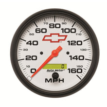 画像をギャラリービューアに読み込む, AutoMeter Gauge Speedometer 5in. 160MPH Elec. Programmable Chevy Red Bowtie White