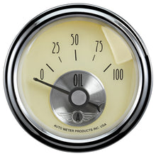 画像をギャラリービューアに読み込む, Autometer Prestige Series 2-1/16in 100 PSI Oil Presse Gauge (Antique Ivory)