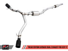 画像をギャラリービューアに読み込む, AWE Tuning 20-21 Jeep Gladiator JT 3.6L Tread Edition Cat-Back Dual Exhaust - Diamond Black Tip