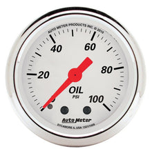 画像をギャラリービューアに読み込む, AutoMeter Gauge Oil Press 2-1/16in. 100PSI Mech Arctic White
