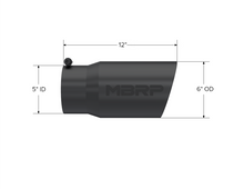 画像をギャラリービューアに読み込む, MBRP Universal Tip 6 O.D. Dual Wall Angled 5 inlet 12 length - Black Finish