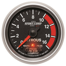 画像をギャラリービューアに読み込む, Autometer Sport-Comp II Pro Control 52mm 1600 PSI Nitrous Pressure Gauge