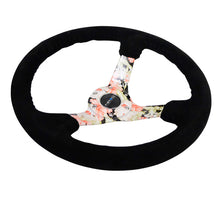 画像をギャラリービューアに読み込む, NRG Reinforced Steering Wheel (350mm / 3in. Deep) Blk Suede Floral Dipped w/ Blk Baseball Stitch