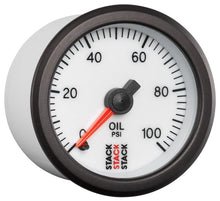 画像をギャラリービューアに読み込む, Autometer Stack 52mm 0-100 PSI 1/8in NPTF Male Pro Stepper Motor Oil Pressure Gauge - White