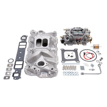 画像をギャラリービューアに読み込む, Edelbrock Manifold And Carb Kit Performer Eps Small Block Chevrolet 1957-1986 Natural Finish